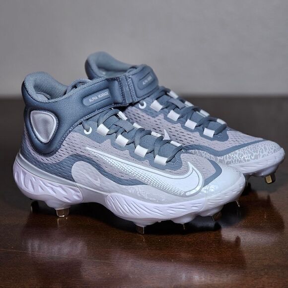 Nike Alpha Huarache Elite 4 Mid Baseball Cleats Shoes Youth 7 Grey DJ6520-012 SE - Picture 4 of 16
